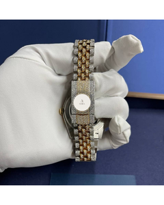 Reloj de Lujo Bicolor Amarillo con Esfera Árabe VVS y Moissanita para Hombre, Totalmente Cubierto de Diamantes, Acero Inoxidable, Cristal de Zafiro, Estilo Hip Hop - Product Image 4