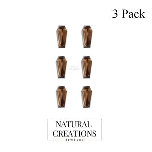 Boucles d'oreilles clous en argent sterling 925 de qualité supérieure, forme cercueil, quartz fumé, serti clos, mignonnes, tendance, pour fiançailles, mariage, cadeau, fête - Product Image 2