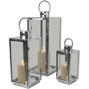 Farol de Vela Artesanal de Acero Inoxidable Plateado Brillante/Vidrio para Decoración de Iluminación en el Hogar y Bodas/Festivales - Product Image 6