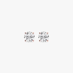 Pendientes de tuerca clásicos de oro rosa de 14K con diamante cultivado en laboratorio en forma de cuatro puntas Guardian Back para mujer, certificados por IGI, de moda, con diamante fino. - Product Image 1