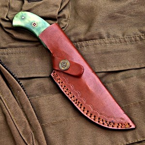Custom Made Damascus Steel Fixed Blade Hunting & Utility <b>Knife</b> <b>bone</b> <b>Handle</b> OEM Full Tang Skinning Bushcraft <b>Knife</b> with Sheath - Product Image 5
