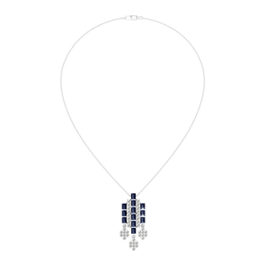 Colgante de Baguette de diamante de zafiro natural, Plata de Ley 925, acabado en oro blanco, compra a granel, cadena de 16 pulgadas, colgantes finos, dijes - Product Image 1