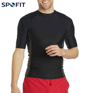 Camiseta de natación de manga corta blanca para hombre, de poliéster de secado rápido, con protección solar UPF 50+, para exteriores, personalizable. - Product Image 5