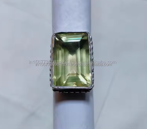 Anillo de piedras preciosas de cuarzo limón cuadrado más vendido Anillo de compromiso de plata esterlina apilable Piedra semipreciosa - Product Image 3