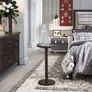 Modern White Accent Eco-Friendly Iron Round End Table with <b>Solid</b> <b>Wood</b> Legs for Living Room Coffee Table 1 Year Warranty - Product Image 3