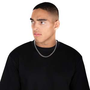 Men's 925 <b>Silver</b> Rhodium Plated <b>Box</b> <b>Chain</b> Necklace Hiphop Style GRA Certified Everyday Wear Anniversary - Product Image 2