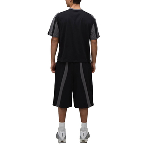 Ensemble T-shirt et short en coton tricoté uni pour homme, respirant, sans coutures, vêtements de sport d'été pour la course à pied - Product Image 3
