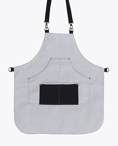 Tabliers de cuisine en toile de coton biologique 100% avec logo personnalisé imprimé, promotionnels, noirs, en sergé de coton T/C, avec deux poches - Product Image 1