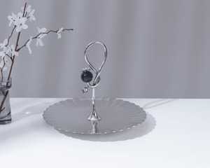 Luxury Gold Metal Pedestal Fruit Bowl Decorative Leaf <b>Edge</b> Serving Tray Centerpiece Stand for Dining Table Wedding Decor - Product Image 2