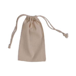 ถุงผ้าฝ้ายออร์แกนิค 100% เป็นมิตรกับสิ่งแวดล้อม พร้อมเชือกผูก สำหรับใส่ของขวัญ พิมพ์โลโก้ได้ตามต้องการ รีไซเคิลได้ ชุดสีเบจ 100 ชิ้น - Product Image 3