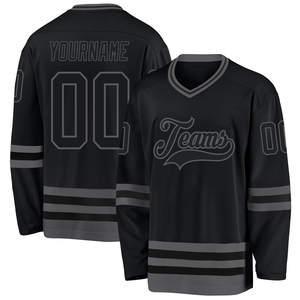 Maillot de hockey noir-blanc personnalisé de qualité supérieure, vente en gros, directement de l'industrie - Product Image 5