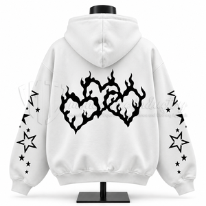 Sweat à capuche zippé personnalisé avec imprimé étoile sur la manche, sweat à capuche en molleton décontracté unisexe, vêtements d'automne - Product Image 2