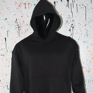 Sweat-shirt noir avec logo personnalisé, taille américaine, sans cordon de serrage, coupe ample, broderie, impression DTG, impression DTF, impression sérigraphique, coton, molleton, tissu éponge. - Product Image 1