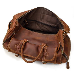 Bolsa de Viaje Rectangular de Cuero Genuino para Hombre, con Asa Superior, Cierre de Cremallera, Capacidad de 20-36L, Diseño Duradero - Product Image 6