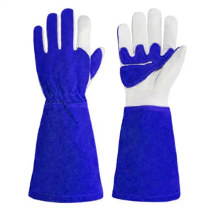 Gants de soudage TIG en cuir de chèvre renforcé et croûte de cuir de vache, ignifuges, protection industrielle des mains pour soudeurs - Product Image 5