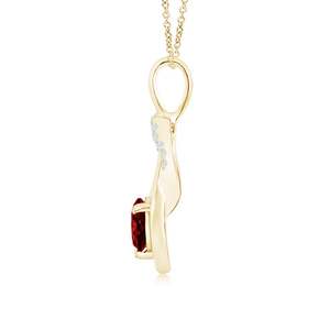 Nouveauté 2026 - Pendentif nœud infini en or 18 carats certifié IGI avec rubis rouge rond et diamant - Bijou artisanal de haute qualité - Product Image 2