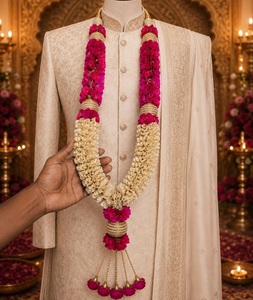 Handmade Artificial Pink Gold Varmala <b>Garland</b> Bulk Wedding Jaimala for Bride Groom Indian Royal Marriage Mala Floral Decoration - Product Image 2