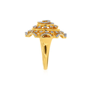 Anillo de Diamantes Espiral Aura, Anillo de Cóctel Floral de Lujo para Mujer con Detalles de Diamantes en Forma de Corazón, Oro Amarillo, Joyería Fina - Product Image 4