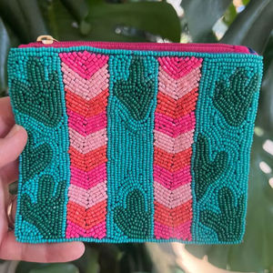 Handmade High Quality <b>Seed</b> Beaded Glass Beads Embroidery Square Shape Coin Pouch Latest Design - Product Image 1