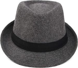 Chapeau Fedora gris personnalisé avec bande noire - Product Image 5