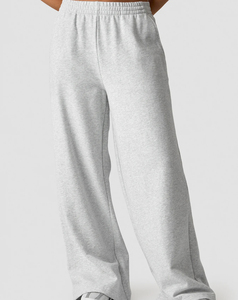 Pantalones de Felpa de Pierna Ancha y Cintura Media para Mujer, Talla XL, Hechos a Medida, 100% Algodón, Cintura Elástica, Casuales, Largos, de Color Sólido, para Otoño - Product Image 1