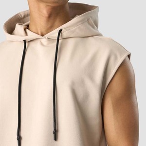 Sudadera de Punto sin Mangas con Capucha para Hombre, Corte Regular, Color Sólido, Estilo Casual para Otoño - Product Image 5