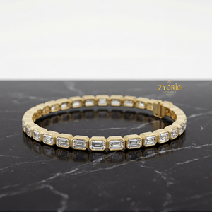 Bracelet Chaîne et Maillons Élégant en Argent Sterling Plaqué Or avec Diamants, Bijou de Mariage Scintillant de Luxe pour Femme, Cadeau de Fête - Product Image 1