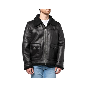 Men's Hooded Breathable <b>Fleece</b> <b>Lined</b> Aviator <b>Jacket</b> Vintage Pilot Winter Warm Outerwear - Product Image 1