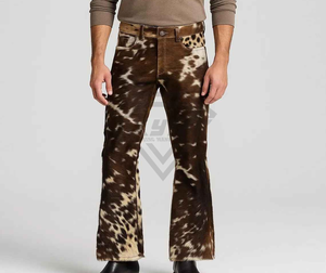 Pantalones de Cuero Genuino de Primera Calidad para Hombre, Pantalones con Estampado Animal Personalizados, Ropa de Moda Vaquera Occidental con Estilo - Product Image 2