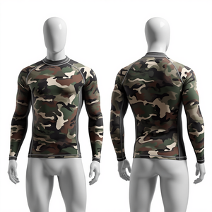 Camiseta de Natación con Protección UV para Hombre, Diseño de Camuflaje Digital, Poliéster/Nailon, Antibacteriana, Secado Rápido y Logotipo Frontal - Product Image 3
