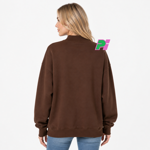 Sweat-shirt oversize à col montant pour femme avec broderie de la carte de l'État d'Arkansas, en polaire, pour l'automne - Product Image 3