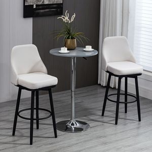 Juego Moderno de 2 Taburetes de Bar Giratorios 360 Grados, Sillas de Cocina con Patas de Acero y Reposapiés, Altura del Asiento 29.5 Pulgadas - Product Image 2