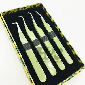 Nouvelle arrivée pince à épiler vison en acier inoxydable extension de cils pince à épiler vert argent pointe durable nouveauté pince à épiler - Product Image 3