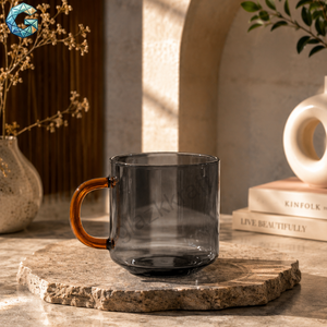 Taza Moderna de Vidrio Borosilicato Gris Sólido con Asa, Doble Pared, Resistente al Calor, Apta para Lavavajillas, Reutilizable para Hogar, Oficina, Hotel - Product Image 3