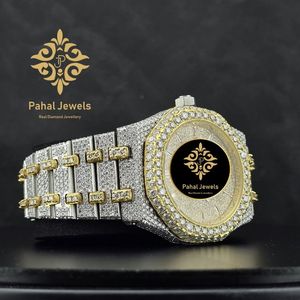 Montre de plongée mécanique analogique Ice Cubed avec incrustation de diamants, bracelet en acier inoxydable doré/argenté de 20 mm pour homme, bijoux de mode - Product Image 4