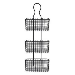 Panier mural décoratif en fer pour le rangement des fruits et légumes avec finition noire durable en poudre. - Product Image 4