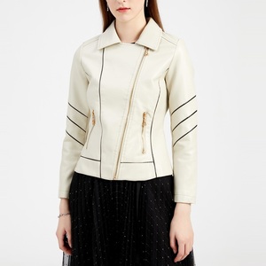 New Modern Mavericks Women's Casual Brown <b>Leather</b> <b>Jacket</b> Contemporary <b>Long</b> Sleeve <b>Leather</b> <b>Jacket</b> - Product Image 1