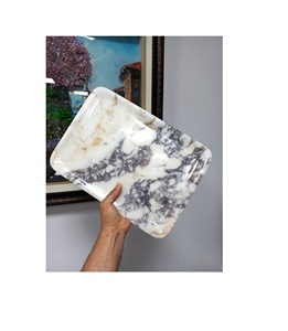 Bandeja Decorativa de Mármol con Acabado Natural para Arreglos en Mesa de Centro y Exhibición en Otomana de Sala de Estar - Product Image 1