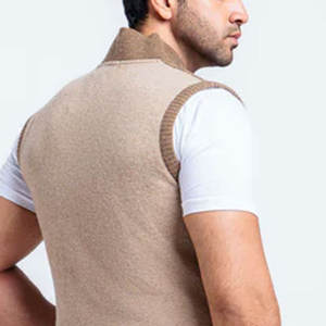 Suéteres casuales de punto con cremallera para hombre, sin mangas, con diseño estampado, en venta. - Product Image 5