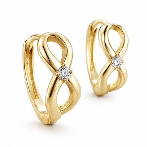 Dainty 18K Gold Plated Twist <b>Earrings</b> with Sparkling Zirconia , 925 Silver Hoop <b>Earrings</b> for Girls Gifts - Product Image 3