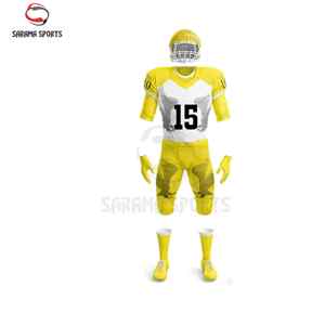Uniforme de football américain unisexe de haute qualité 100% polyester Couleur unie Ensemble d'équipe Manches courtes Uniforme court - Product Image 2