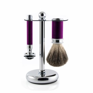 Kit de Rasage Humide Personnalisé LEO BEAUTY PRO pour Hommes – Brosse à Raser en Poils de Blaireau et de Sanglier Purs, Rasoir de Sécurité à Manche Métallique – Soins Personnels - Product Image 4