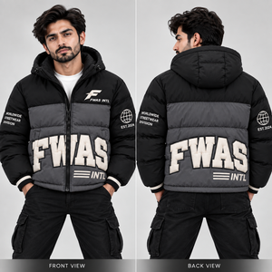 Veste matelassée d'hiver pour homme, isolation matelassée, fermeture éclair intégrale, coupe-vent, col montant, manteau décontracté, patch logo personnalisé - Product Image 3