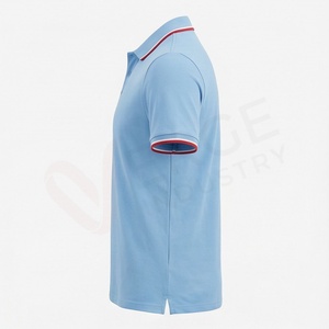 Polo à manches courtes bleu clair pour homme, 100% coton piqué, décontracté, respirant, coupe classique, design tricoté uni - Product Image 3