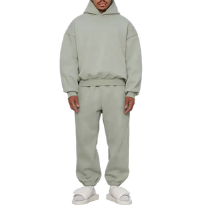 Ensembles de survêtements unisexes en molleton 100 % coton épais avec impression personnalisée en relief, coupe oversize vintage délavée à l'acide pour hommes - Product Image 3