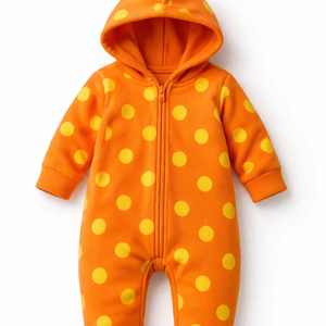 Combinaison à capuche pour bébé unisexe 100% coton personnalisable, douce, respirante, confortable pour nouveau-né, tenue de nuit - Product Image 1
