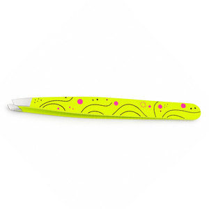 Pinzas para Cejas con Punta Puntiaguda, Color Verde Lima con Diseño de Puntos Rosas, Herramienta de Aseo Duradera de Plástico - Product Image 4