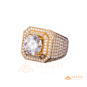 <b>Mens</b> Gold Tone Moissanite Diamond Cushion <b>Ring</b> Hip Hop Statement Jewelry <b>for</b> <b>Men</b> Fashion Wear - Product Image 5