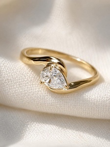Luxury 0.50CT Pear Cut Diamond Crossover Band Ring Lab Grown 14k Solid Gold Party Wedding Gift for <b>Brides</b> Charms - Product Image 1