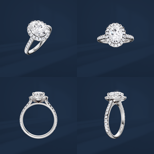 Bague de fiançailles en platine pour femme, diamant ovale taille brillant, style classique, diamants naturels certifiés GIA - Product Image 6
